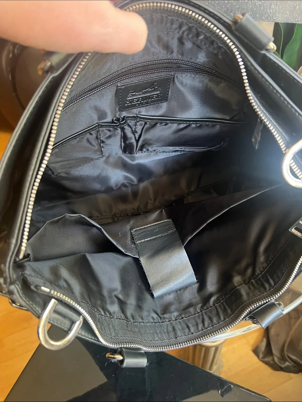 Hermes Black Leather computer bag  with Front Zip